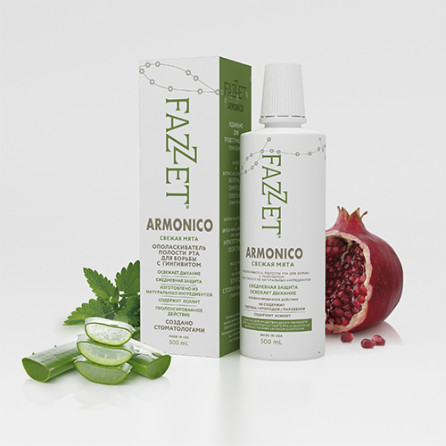 Mouthwash Fazzet Armonico organic without fluoride for gingivitis, 500 ml