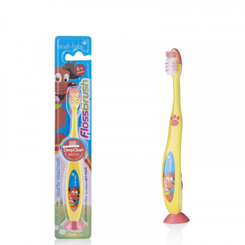 Kids Toothbrush Brush-Baby FlossBrush NEW, from 6 years, Yellow