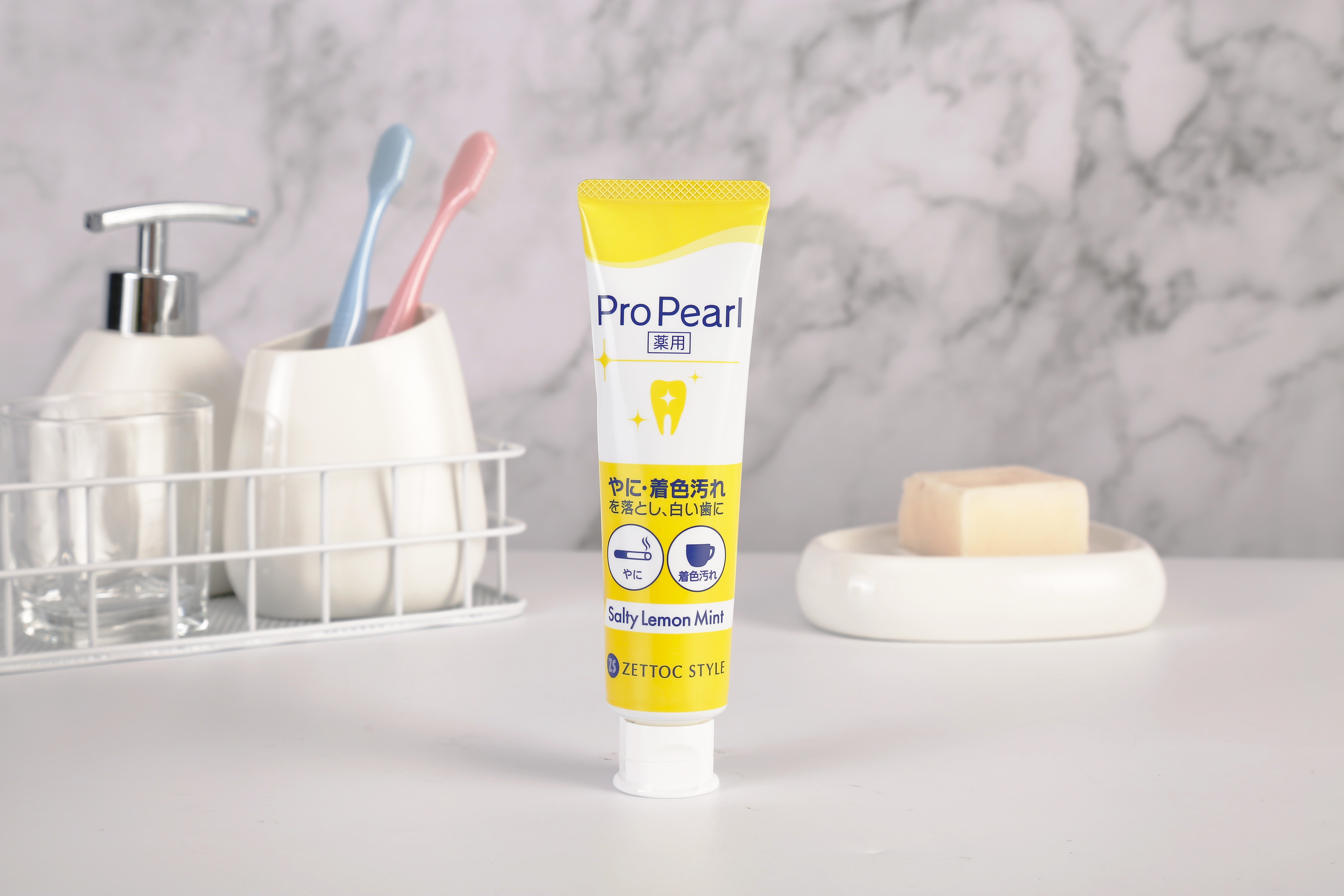 Japanese whitening toothpaste NIPPON ZETTOC ProPearl fluoride-free salted lemon with mint, 100 g