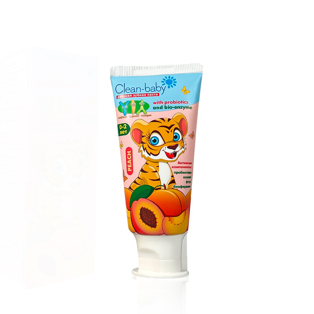 Children's toothpaste Clean-baby Peach 0-2 years, 50 ml + Gift (children's oral wipe FAZZET Organic)