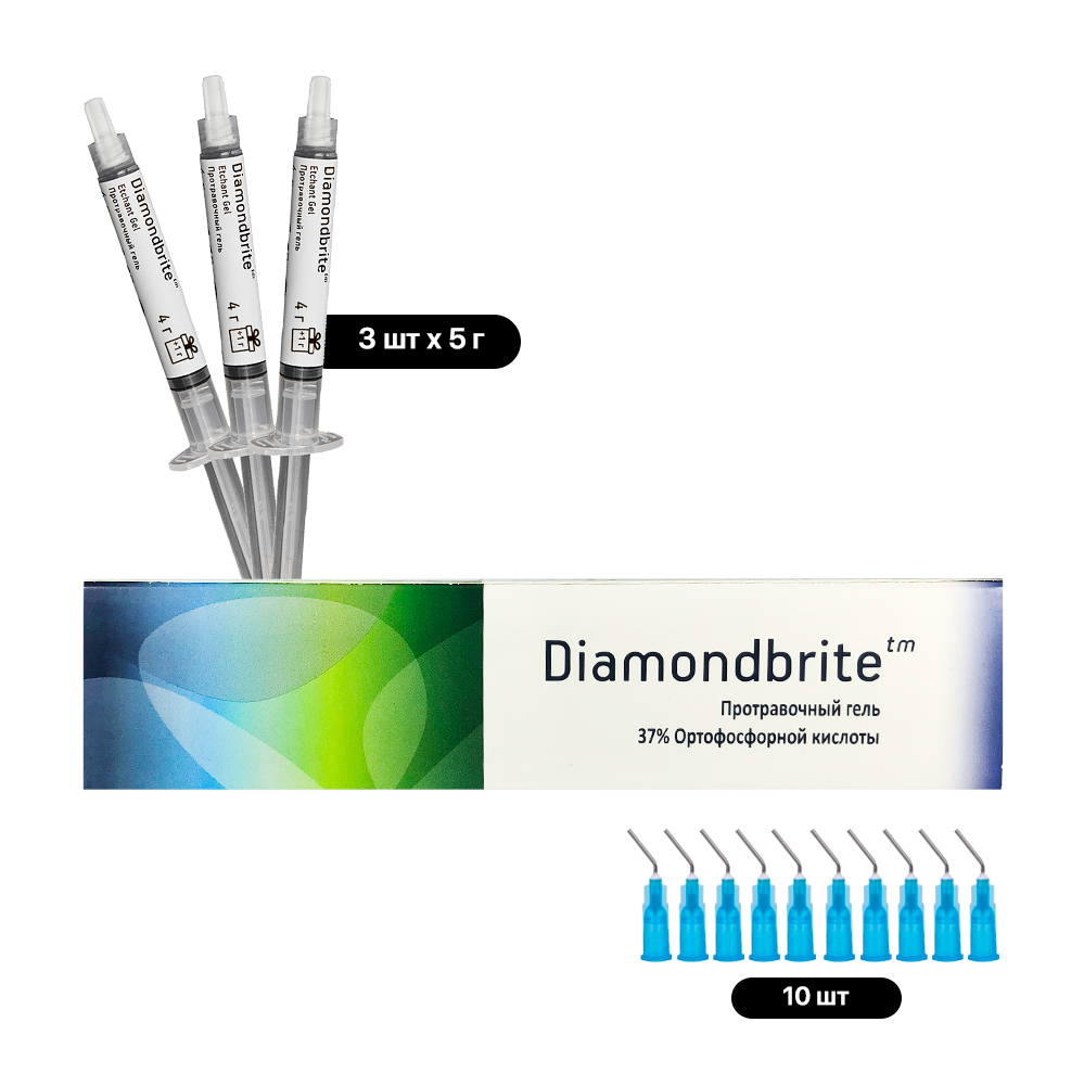 Diamondbrite Dental Etching Gel, 3 Syringes × 5 g