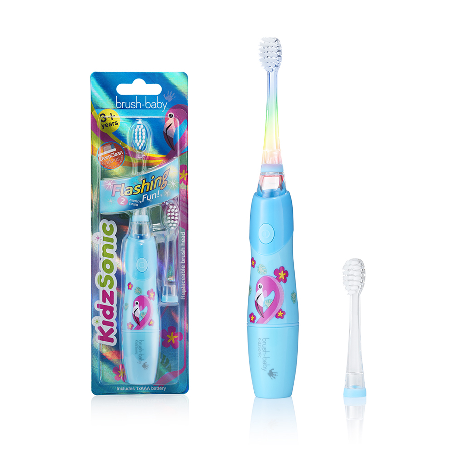 Brush-Baby KidzSonic Flamingo Sonic Electric Toothbrush for Kids from 3 Years