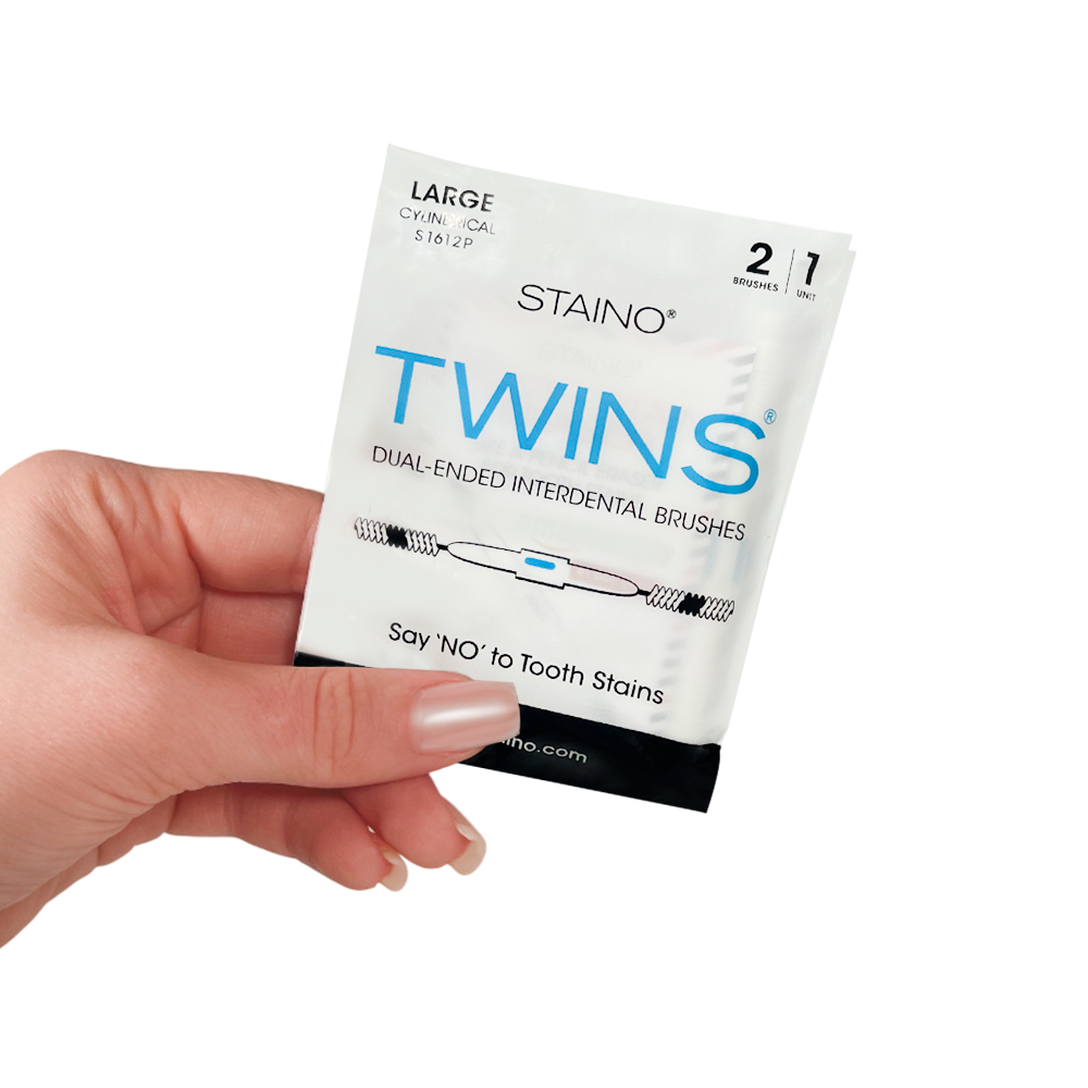 Staino TWINS Double-Ended Interdental Brushes, Large Cylindrical, 0.6 mm, 36 pcs