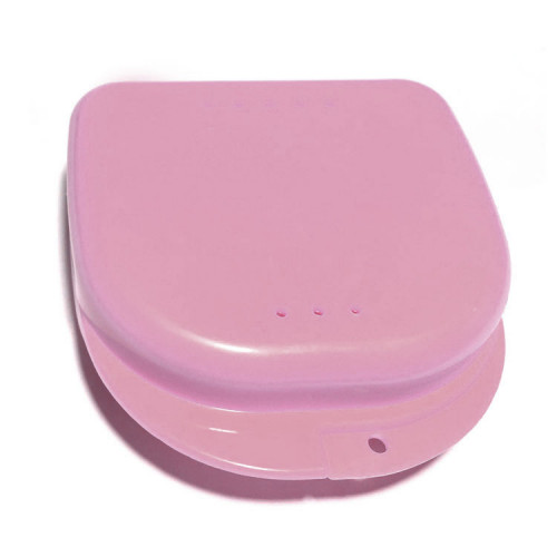 Plastic Box for Orthodontic Appliances, 82х85х29 mm, Pink