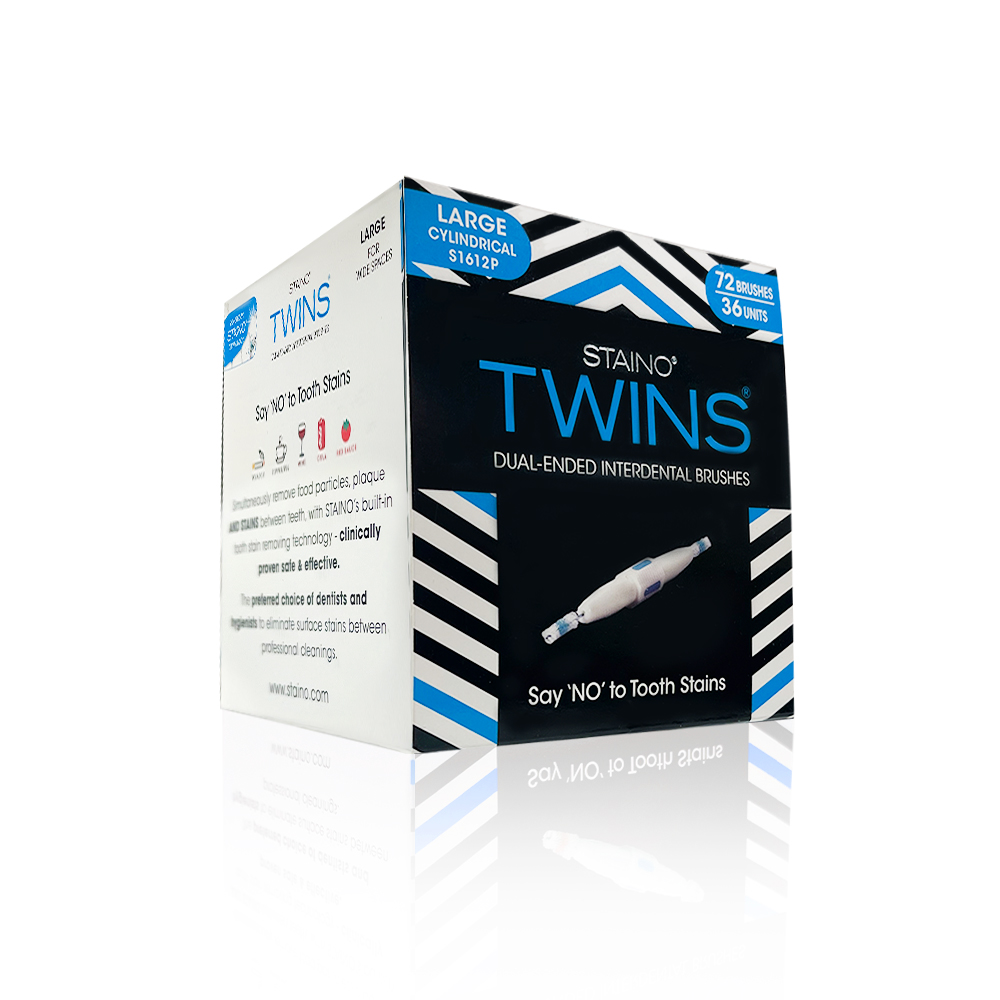 Staino TWINS Double-Ended Interdental Brushes, Large Cylindrical, 0.6 mm, 36 pcs
