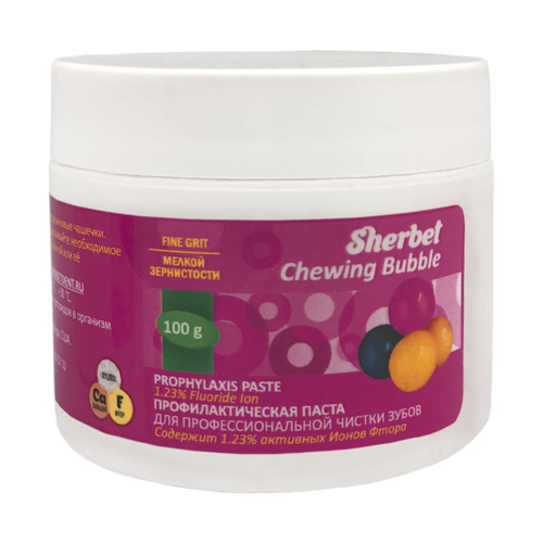 Sherbet Prophylaxis Paste, Chewing Gum Flavour, Fine Grit, 100 gr., Jar
